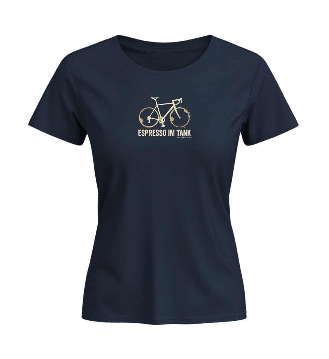Rennrad & Kaffee | Damen Premium Organic T-Shirt (Fitted) in French Navy von Rad&Rucksack