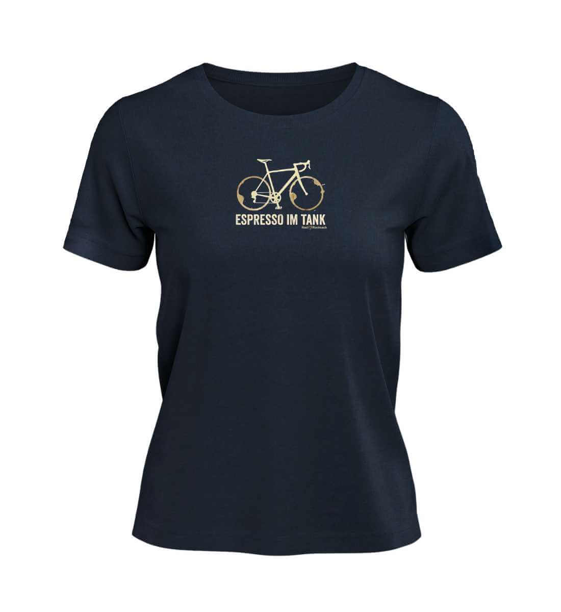 Rennrad & Kaffee | Damen Premium Organic T-Shirt in French Navy von Rad&Rucksack