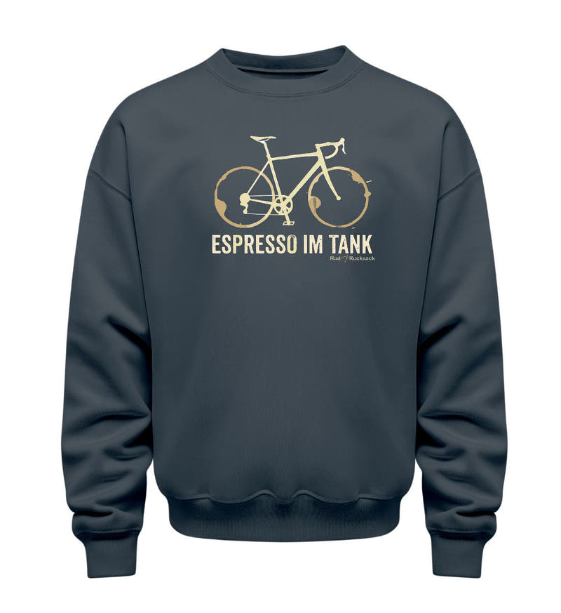 Rennrad & Kaffee | Unisex Organic Pullover in India Ink Grey von Rad&Rucksack