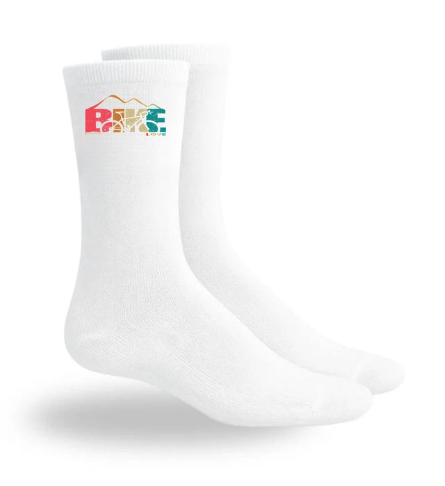 Rennrad Socken „Rennrad Love“ in Weiß (White) – Motiv- & Print-Ansicht (atmungsaktives Mesh-Fußbett) von Rad&Rucksack