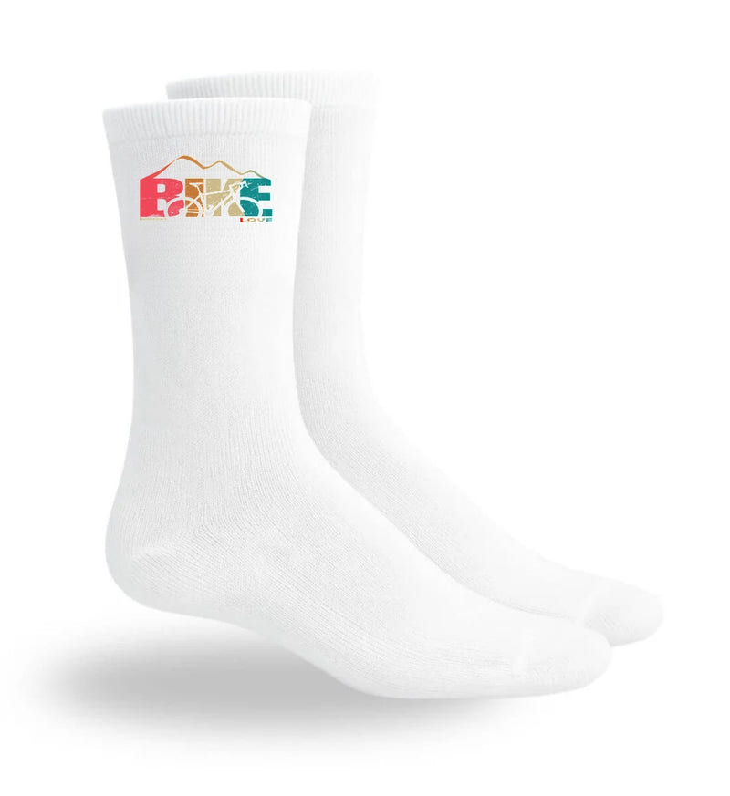 Rennrad Socken „Rennrad Love“ in Weiß (White) – Motiv- & Print-Ansicht (atmungsaktives Mesh-Fußbett) von Rad&Rucksack
