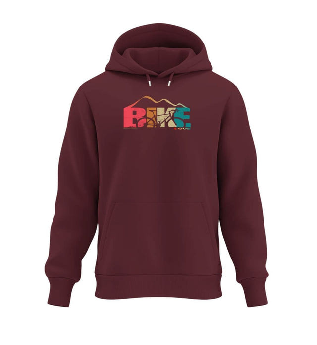 Rennrad Love Kapuzenpullover in Weinrot (Burgundy) – Produktbild (350 g/m² Bio-Baumwolle) von Rad&Rucksack