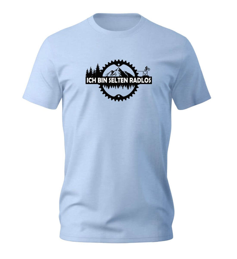 Selten Radlos T-Shirt Herren in Mittelblau (Blue Soul) – Produktbild (100% Bio-Baumwolle) von Rad&Rucksack