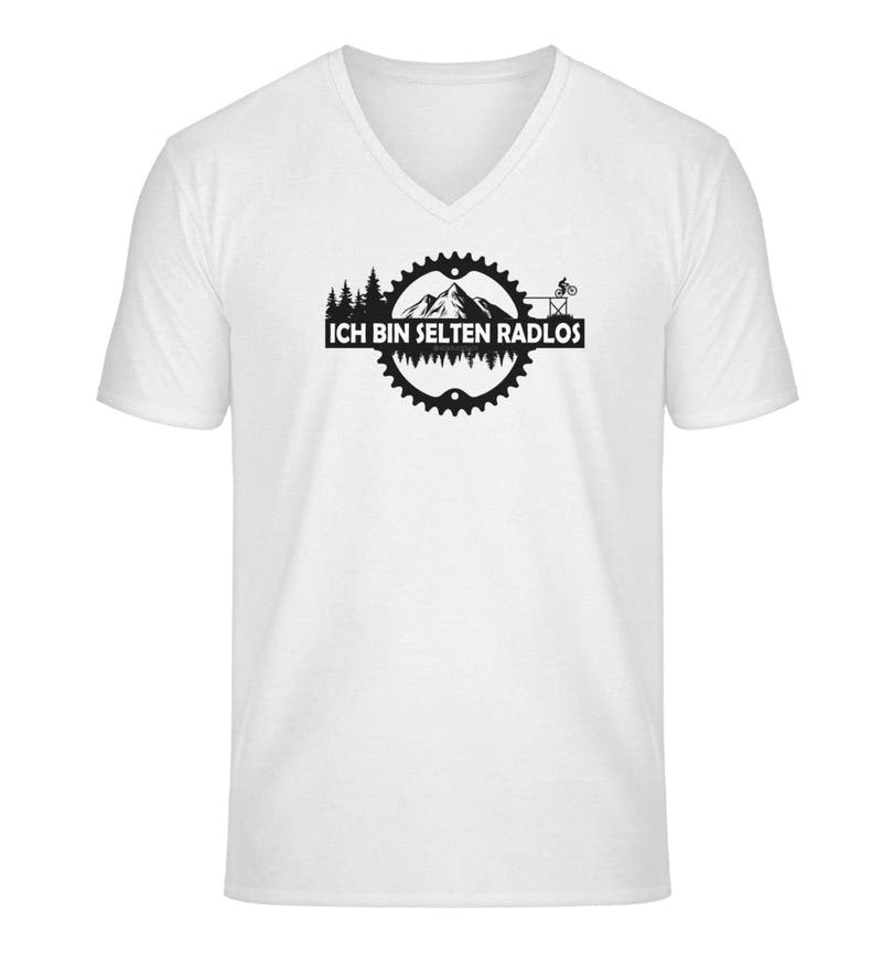 Selten radlos | Herren V-Neck Premium Organic T-Shirt in White von Rad&Rucksack