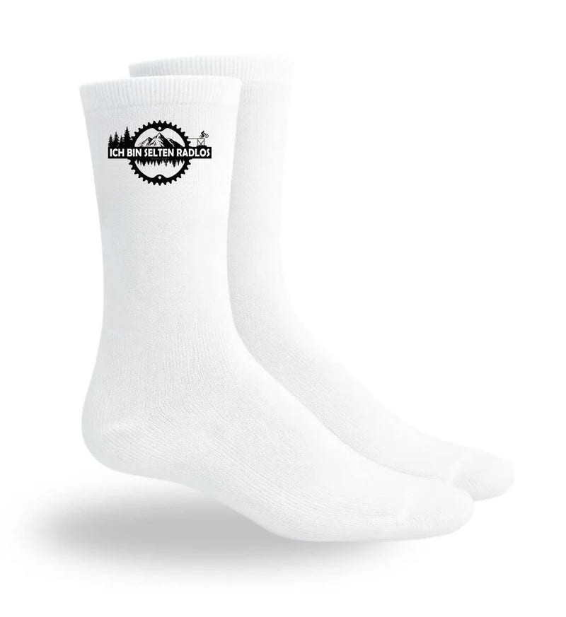 Selten Radlos Sportsocken in Weiß (White) – Motiv- & Print-Ansicht (atmungsaktives Mesh-Fußbett) von Rad&Rucksack