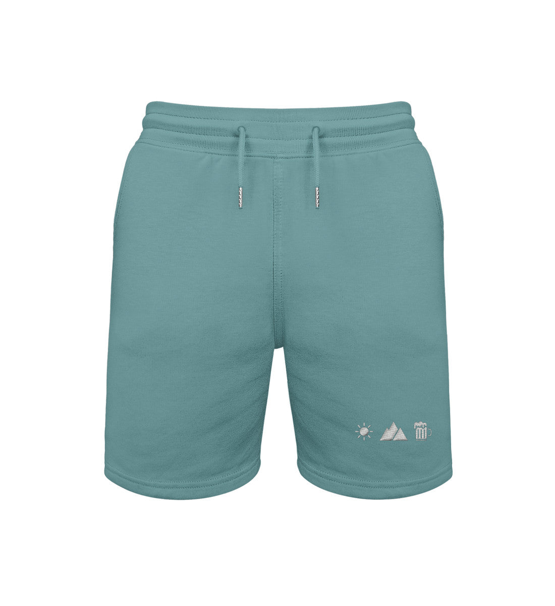 Sonne Berg Bier | Unisex Organic Shorts in Teal Monstera von Rad&Rucksack