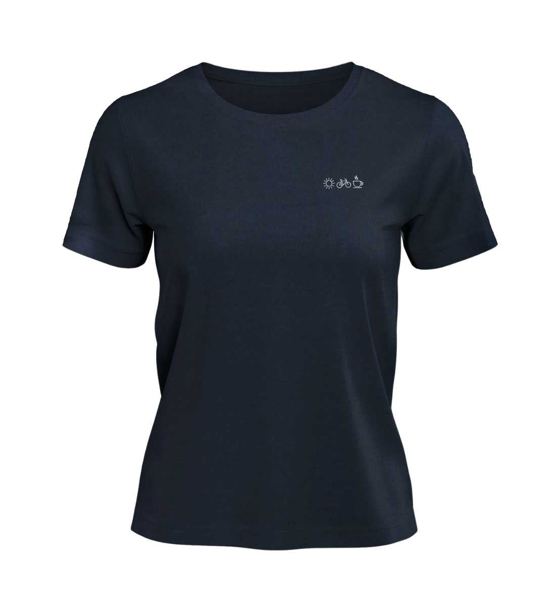 Sonne Bike Kaffee | Damen Premium Organic T-Shirt (Stick) in French Navy von Rad&Rucksack