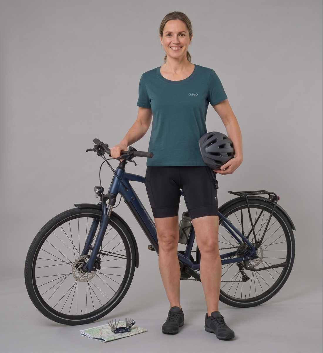 Sonne Bike Kaffee Stick | Damen Premium Organic T-Shirt (Fitted) von Rad&Rucksack - Detailansicht