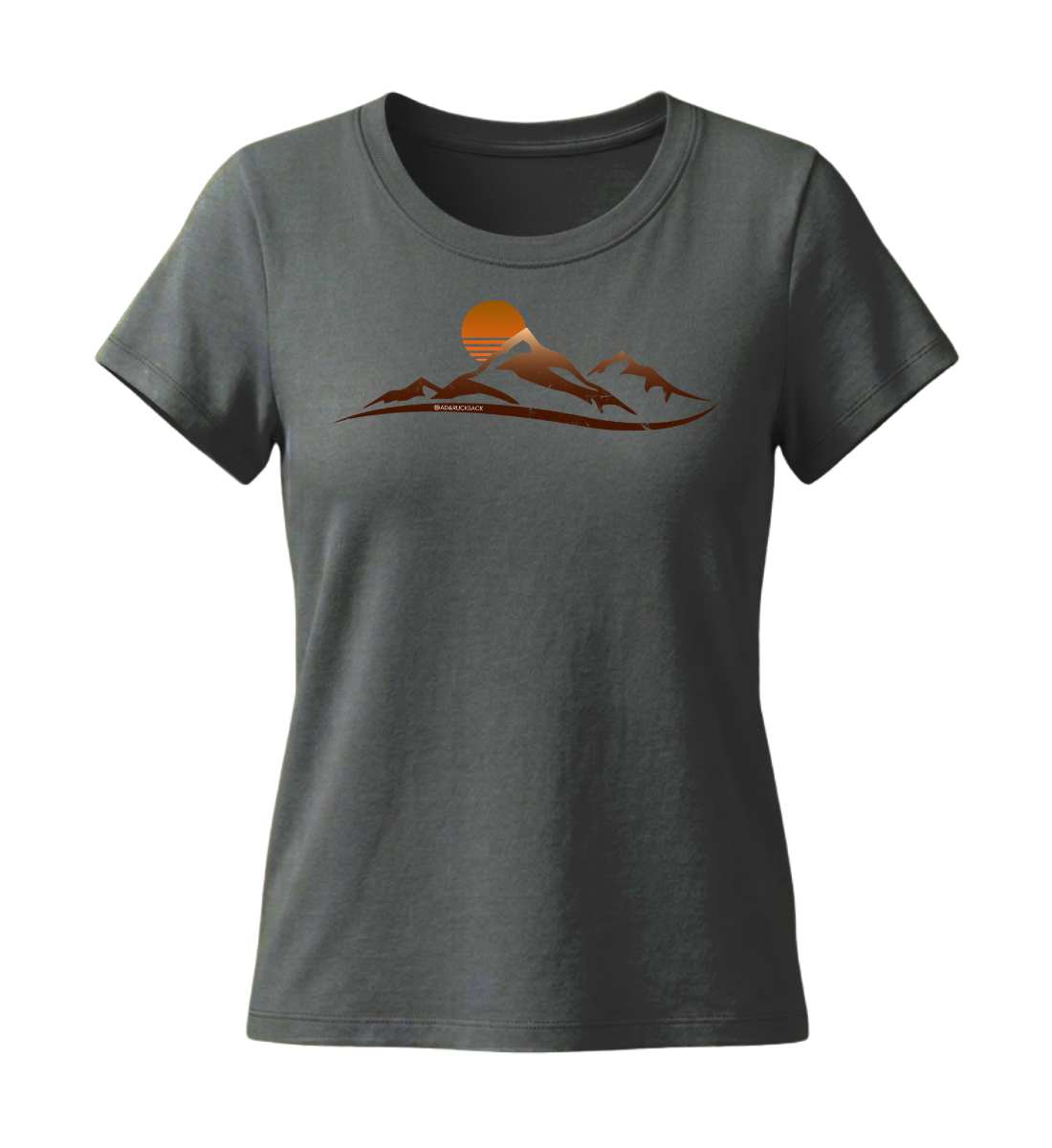 Sonnenuntergang Berg | Damen Premium Organic T-Shirt (Fitted) in Anthracite von Rad&Rucksack