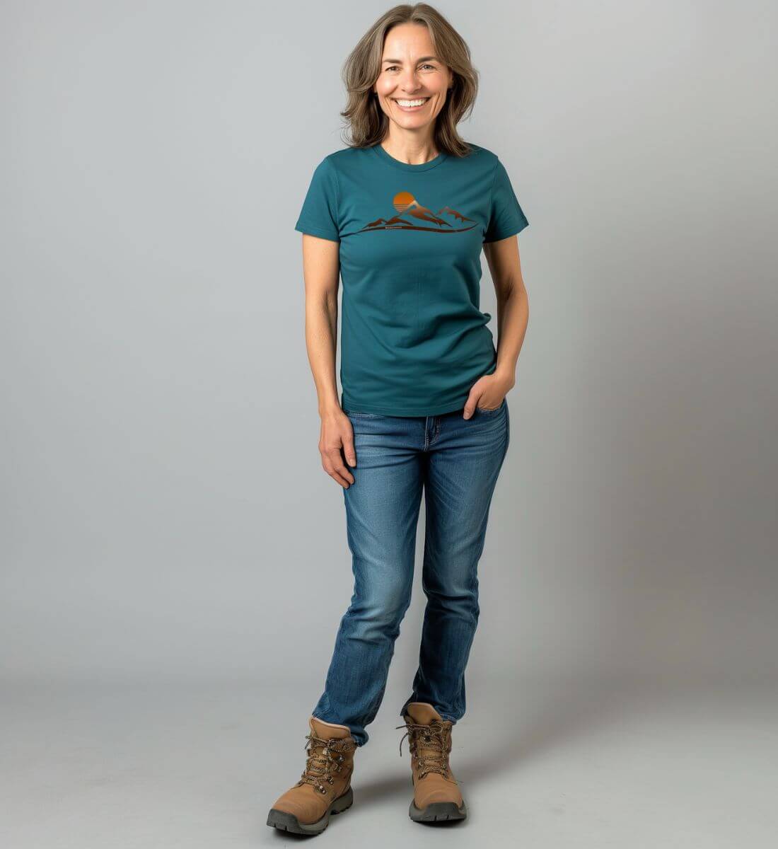 Sonnenuntergang Berg | Damen Premium Organic T-Shirt von Rad&Rucksack - weitere Modelansicht 2