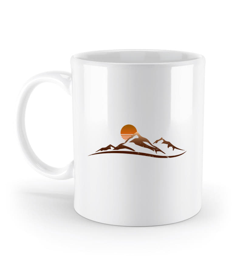 Sonnenuntergang Berg | Kaffeetasse in Weiß von Rad&Rucksack