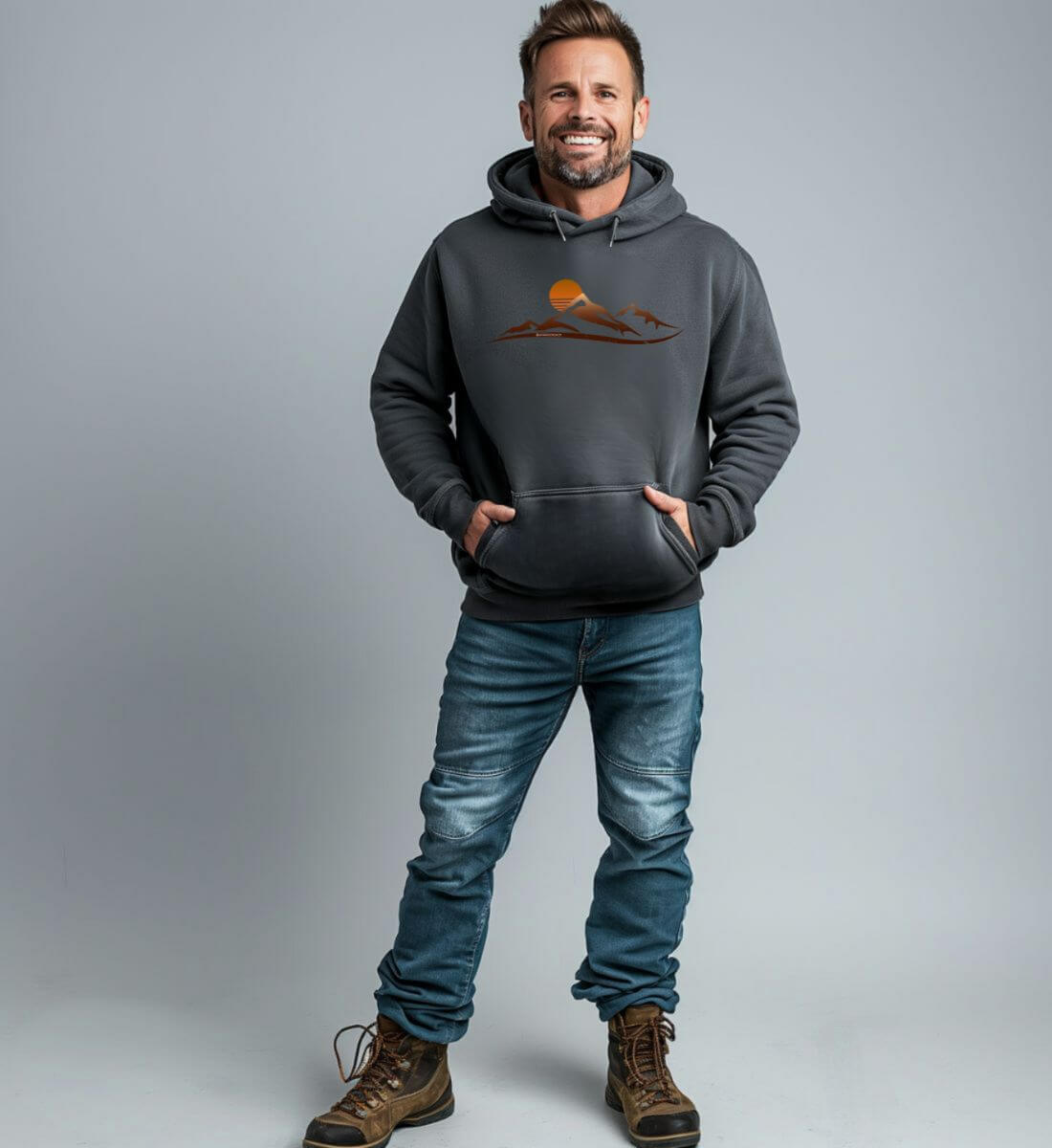 Sonnenuntergang Berg | Unisex Organic Hoodie von Rad&Rucksack - weitere Modelansicht 2