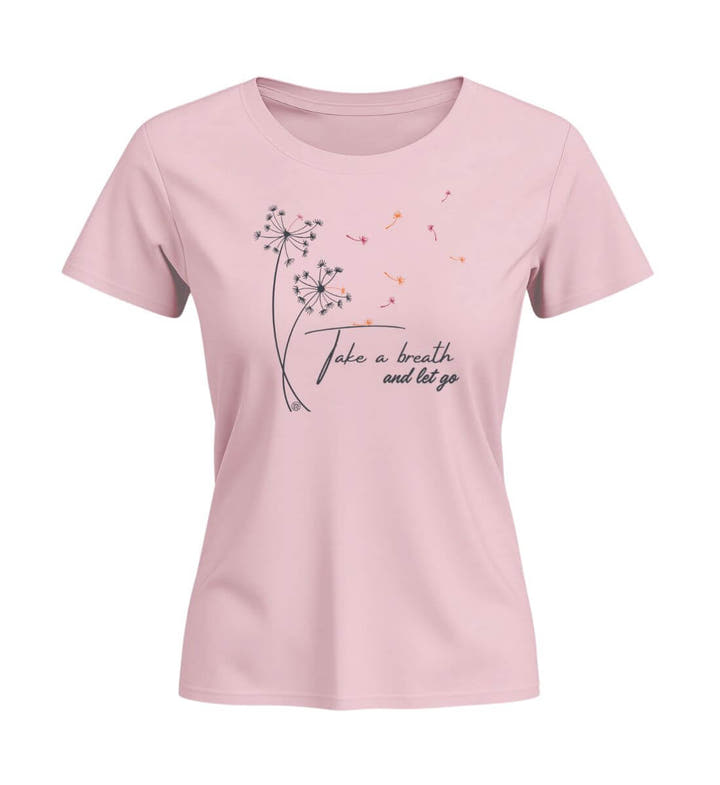Take A Breath T-Shirt Damen in Zartrosa (Cotton Pink) – Produktbild (155 g/m² Bio-Baumwolle, tailliert) von Rad&Rucksack