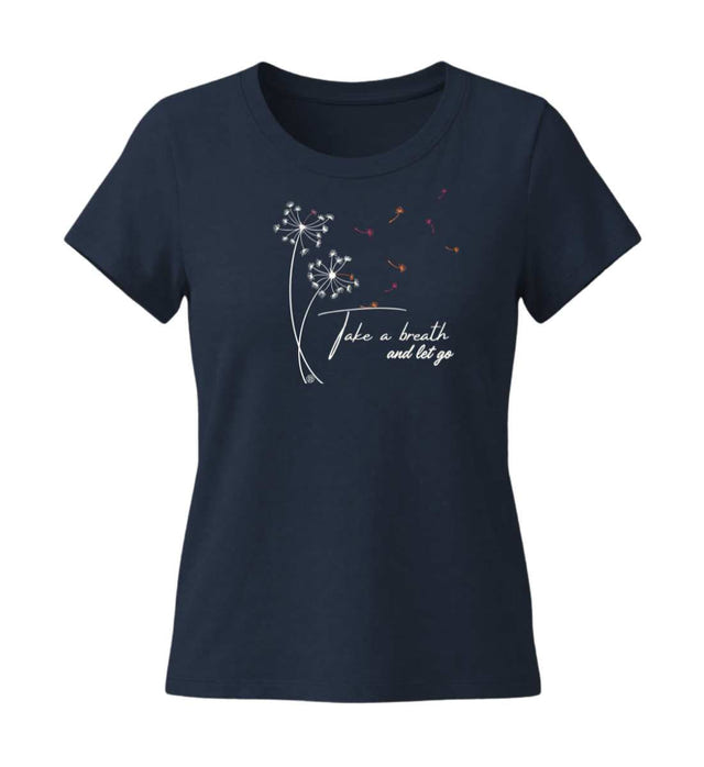 Take A Breath T-Shirt Damen Dunkelblau (French Navy) – Produktbild (155 g/m² Bio-Baumwolle, tailliert) von Rad&Rucksack
