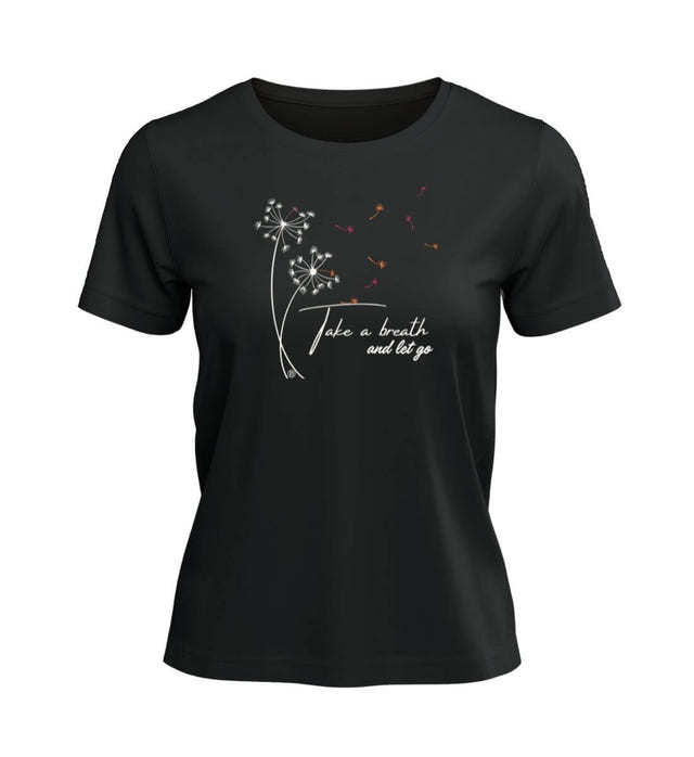 Outdoor T-Shirt Take A Breath Damen in Schwarz – Produktbild (100% Bio-Baumwolle) von Rad&Rucksack