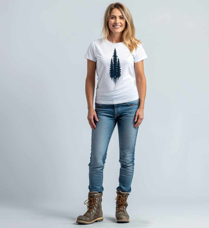 Tannen | Damen Premium Organic T-Shirt von Rad&Rucksack - am Model präsentiert