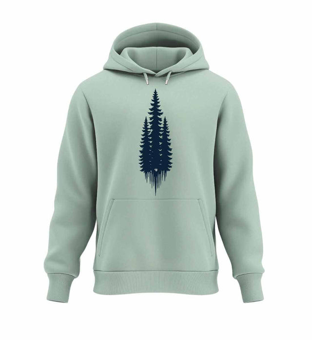 Warmer Hüttentour Hoodie Tannen in Salbeigrün (Aloe) – Produktbild (350 g/m² Bio-Baumwolle) von Rad&Rucksack