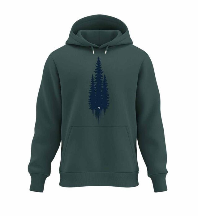 Tannen Kapuzenpullover in Tannengrün (Glazed Green) – Produktbild (350 g/m² Bio-Baumwolle) von Rad&Rucksack