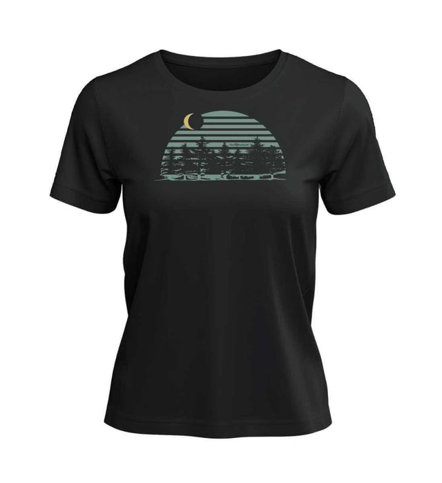 Outdoor T-Shirt Tannenwald Damen in Schwarz (Black) – Produktbild (100% Bio-Baumwolle) von Rad&Rucksack