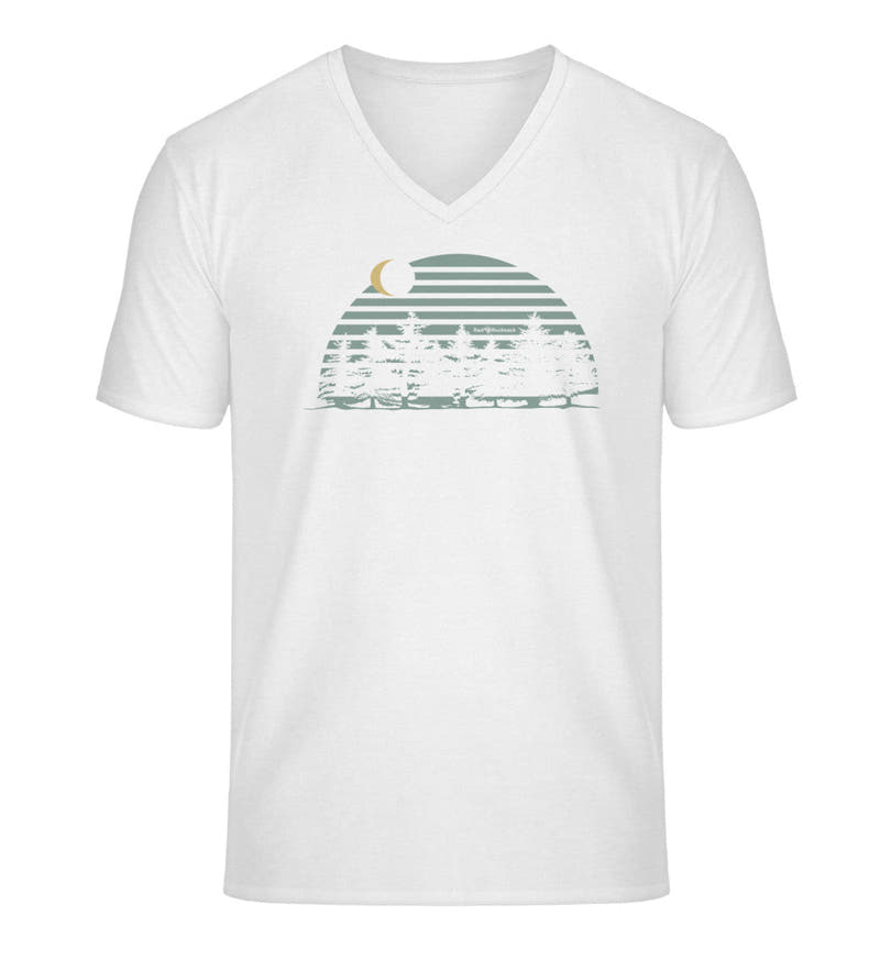 Tannenwald | Herren V-Neck Premium Organic T-Shirt in White von Rad&Rucksack