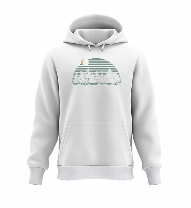 Tannenwald Kapuzenpullover in Weiß (White) – Produktbild (350 g/m² Bio-Baumwolle) von Rad&Rucksack
