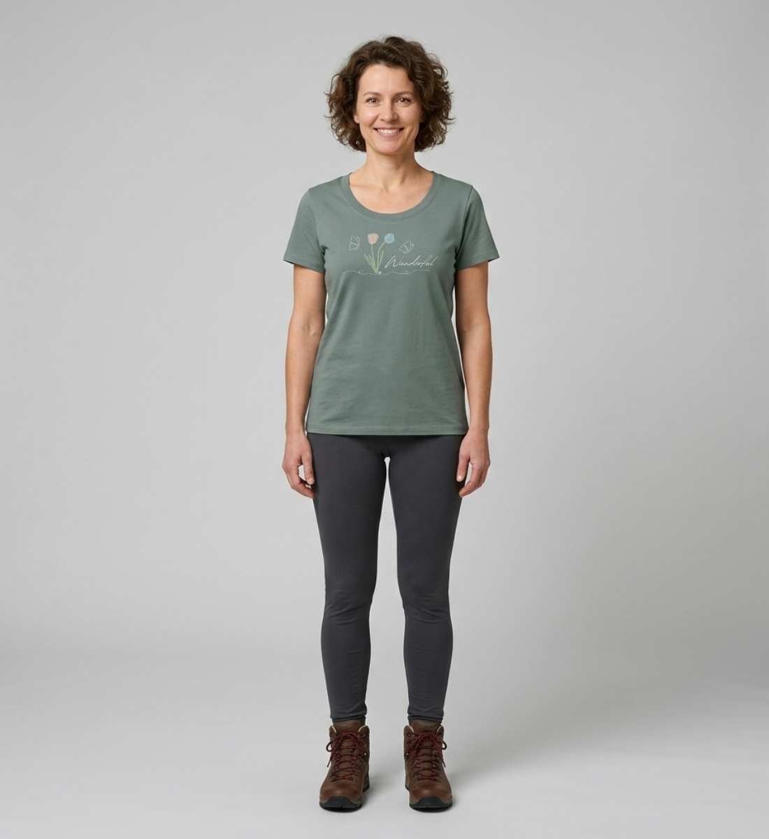 Tulpen Wanderful | Damen Premium Organic T-Shirt (Fitted) in Green Bay von Rad&Rucksack Model