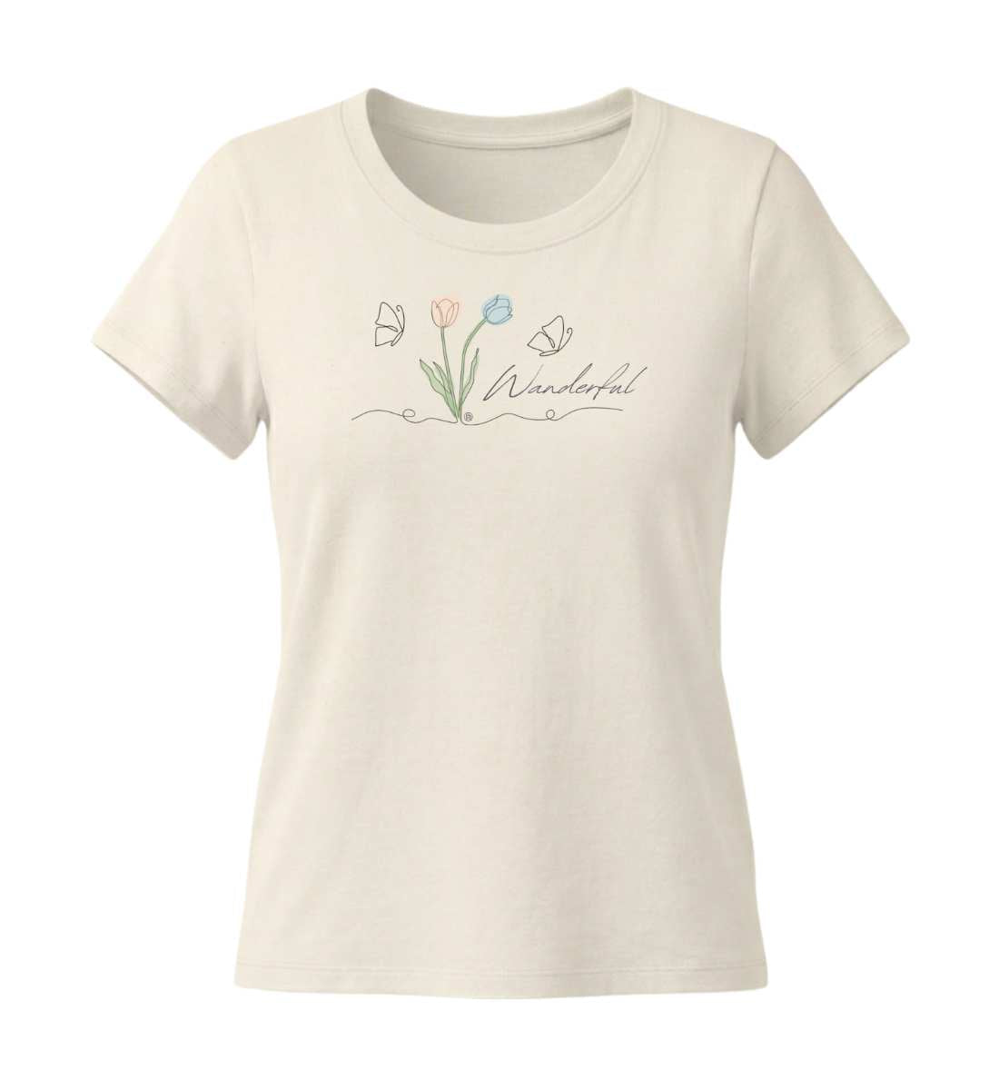 Tulpen Wanderful | Damen Premium Organic T-Shirt (Fitted) in Natural Raw von Rad&Rucksack