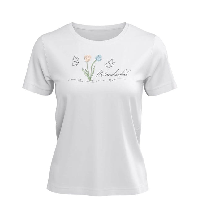 Tulpen Wanderful T-Shirt Damen Weiß (White) – Produktbild (100% Bio-Baumwolle) von Rad&Rucksack