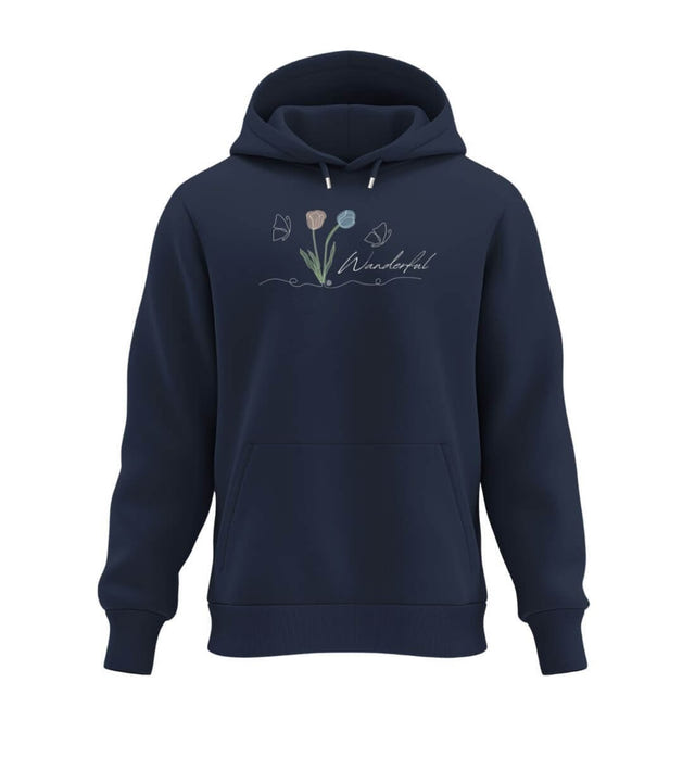 Tulpen Wanderful Hoodie Dunkelblau (French Navy) – Produktbild (350 g/m² Bio-Baumwolle) von Rad&Rucksack