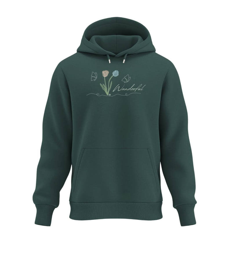 Tulpen Wanderful | Unisex Organic Hoodie in Glazed Green von Rad&Rucksack