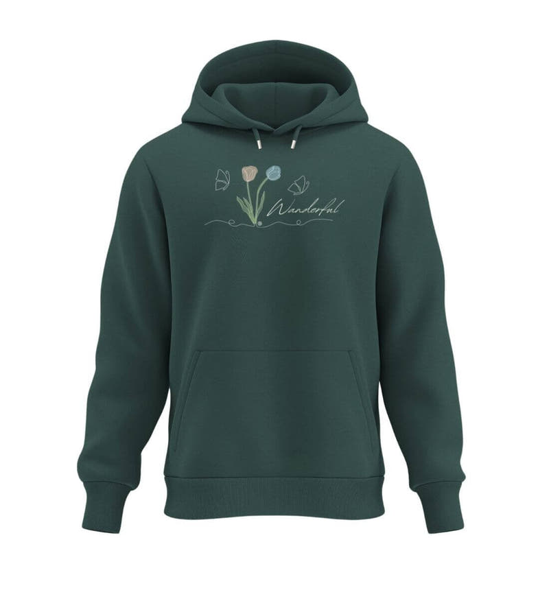 Tulpen Wanderful | Unisex Organic Hoodie in Glazed Green von Rad&Rucksack