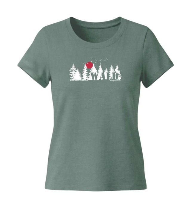 Wäldern Bio T-Shirt Damen Tailliert in Meeresgrün (Green Bay) – Produktbild (155 g/m² Bio-Baumwolle, tailliert) von Rad&Rucksack