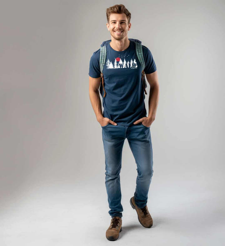 Wäldern Bio T-Shirt Herren – Modelbild (100% Bio-Baumwolle) von Rad&Rucksack
