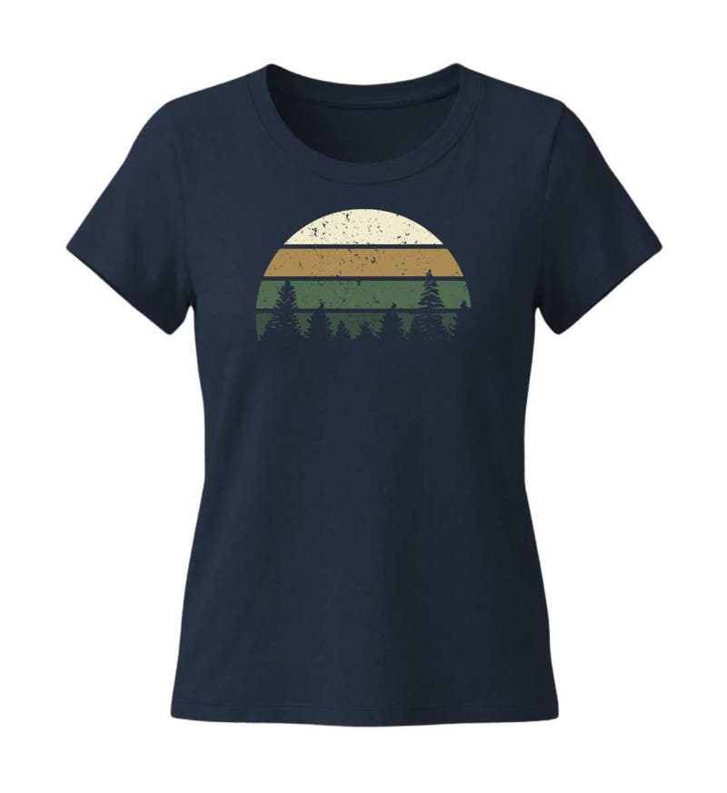Wald | Damen Premium Organic T-Shirt (Fitted) in French Navy von Rad&Rucksack