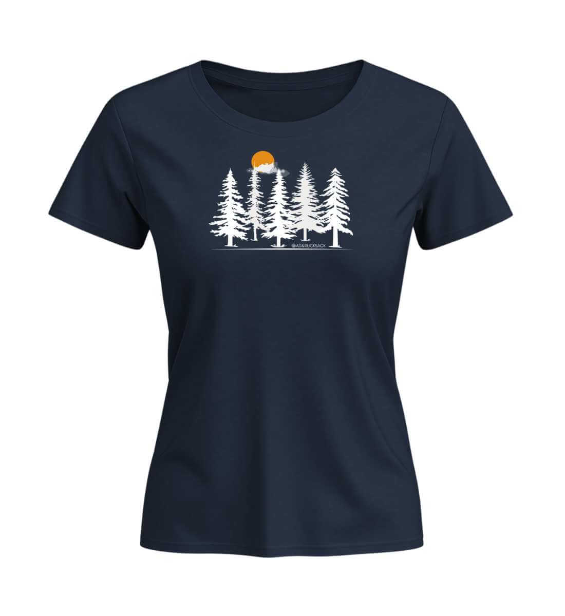 Wald Forest | Damen Premium Organic T-Shirt (Fitted) in French Navy von Rad&Rucksack