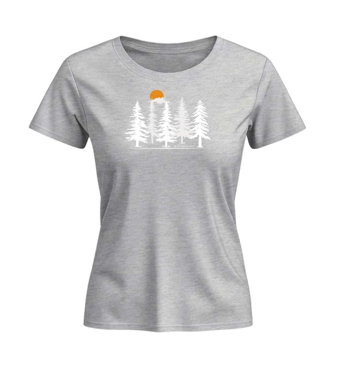 Wald Forest | Damen Premium Organic T-Shirt (Fitted) in Heather Grey von Rad&Rucksack