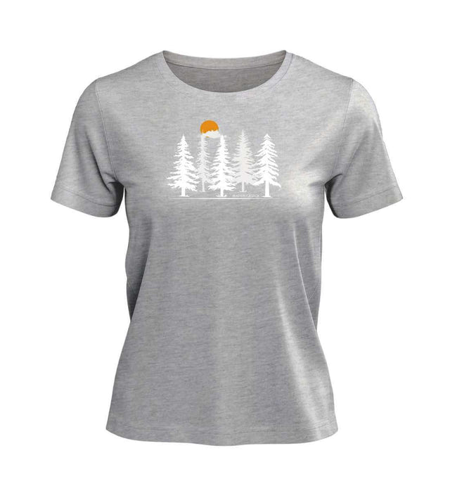 Wald Forest T-Shirt Damen Grau-Melange (Heather Grey) – Produktbild (100% Bio-Baumwolle) von Rad&Rucksack