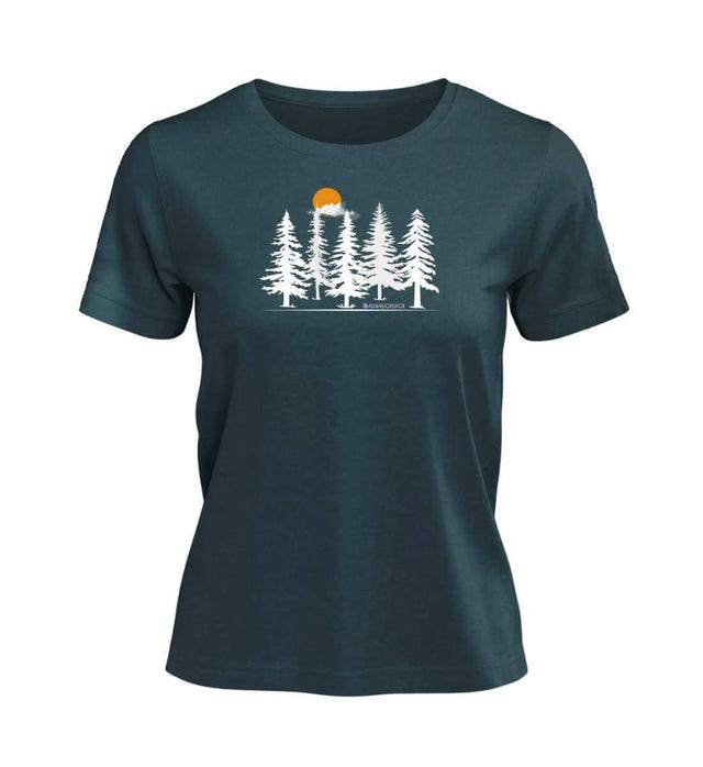 Wald Forest T-Shirt Damen Blaugrün (Stargazer) – Produktbild (100% Bio-Baumwolle) von Rad&Rucksack