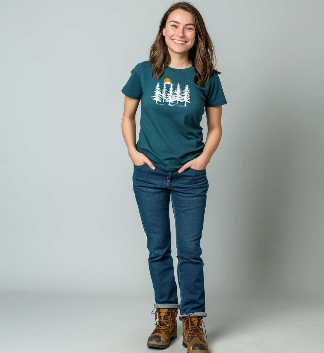 Wald Forest | Damen Premium Organic T-Shirt von Rad&Rucksack - weitere Modelansicht 2