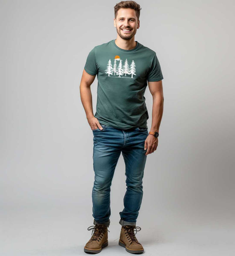 Wald Forest | Herren Premium Organic T-Shirt von Rad&Rucksack - am Model präsentiert