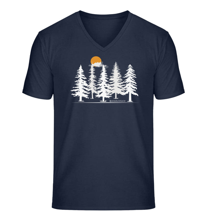 Wald Forest | Herren V-Neck Premium Organic T-Shirt in French Navy von Rad&Rucksack
