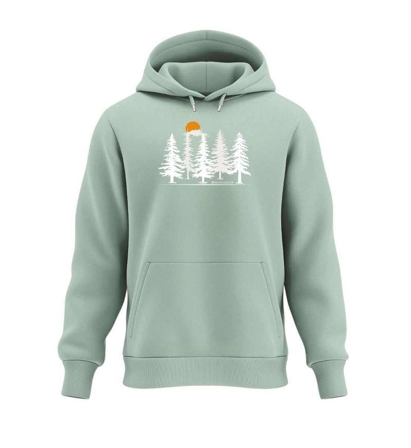 Wald Hoodie „Wald Forest“ in Salbeigrün (Aloe) – Produktbild (350 g/m² Bio-Baumwolle) von Rad&Rucksack