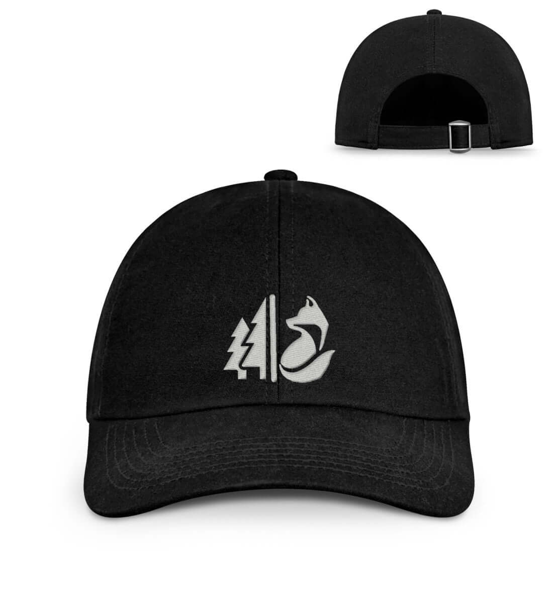 Wald Fuchs Silber | Organic Herren Cap mit Stick in Schwarz von Rad&Rucksack