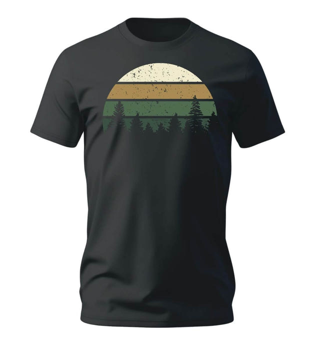 Wald T-Shirt Herren Schwarz – Produktbild (100% Bio-Baumwolle) von Rad&Rucksack