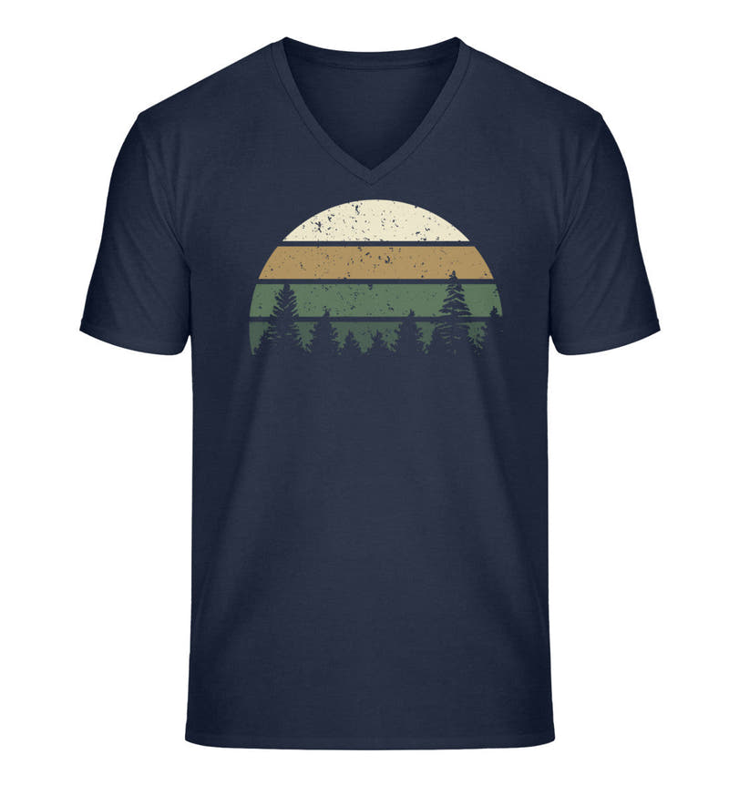 Wald | Herren V-Neck Premium Organic T-Shirt in French Navy von Rad&Rucksack