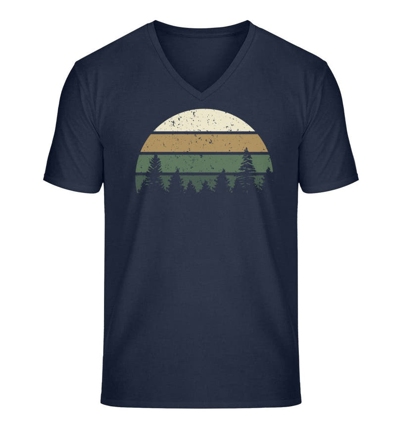 Wald | Herren V-Neck Premium Organic T-Shirt in French Navy von Rad&Rucksack