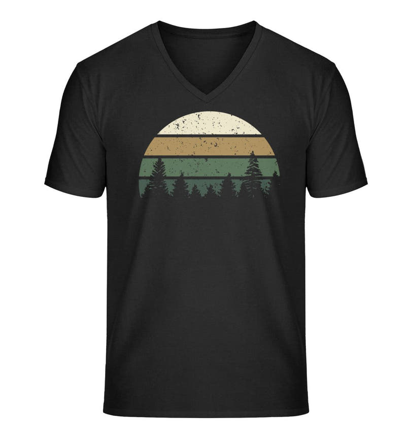 Wald | Herren V-Neck Premium Organic T-Shirt in Schwarz von Rad&Rucksack