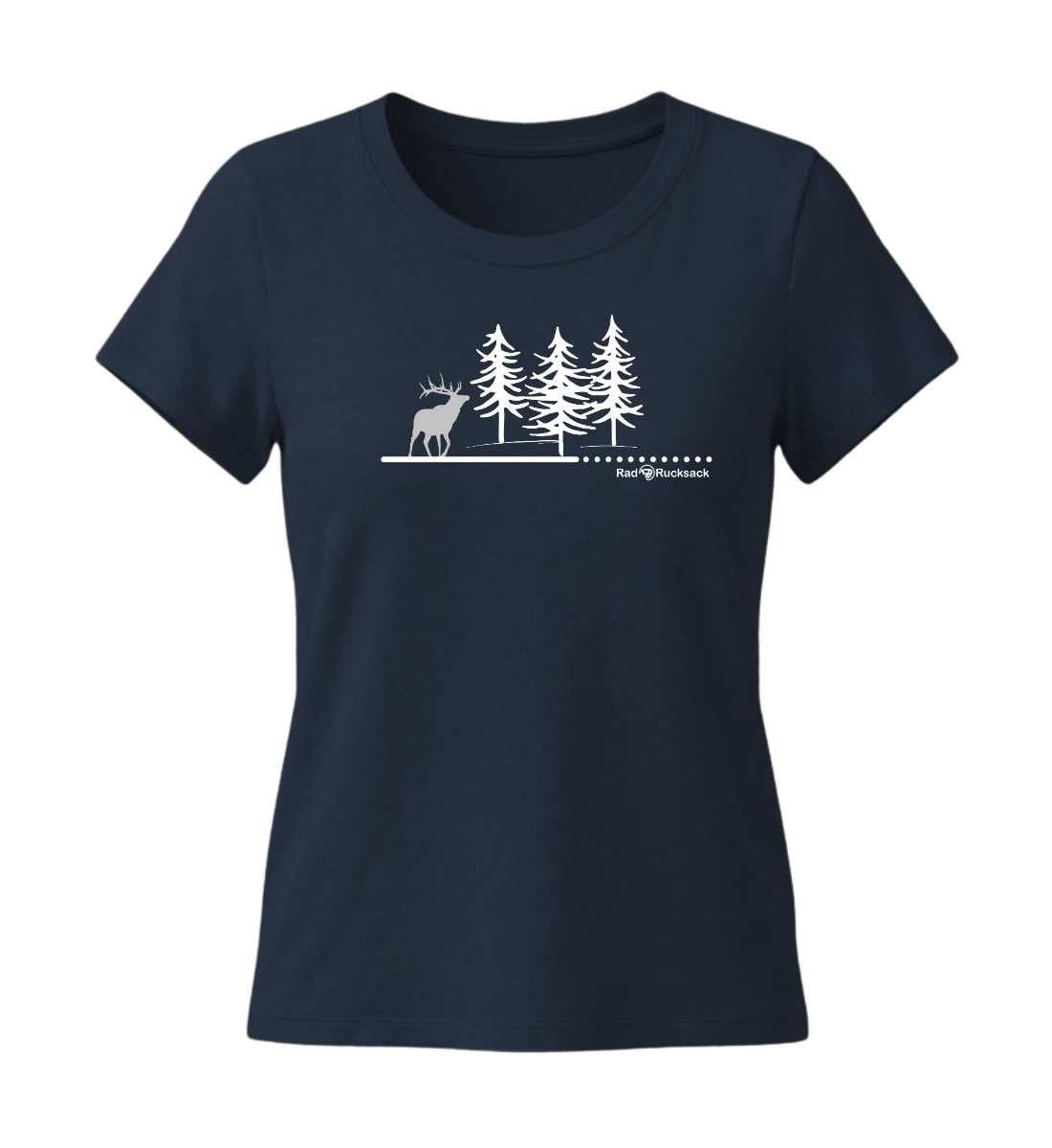 Wald Hirsch | Damen Premium Organic T-Shirt (Fitted) in French Navy von Rad&Rucksack