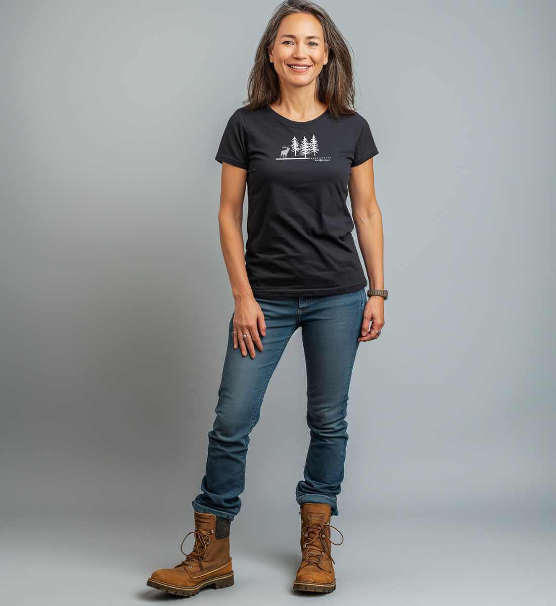 Wald Hirsch | Damen Premium Organic T-Shirt von Rad&Rucksack - weitere Modelansicht 2