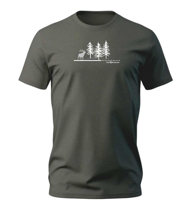Outdoor T-Shirt Wald Hirsch Herren in Olivgrün (Khaki) – Produktbild (100% Bio-Baumwolle) von Rad&Rucksack